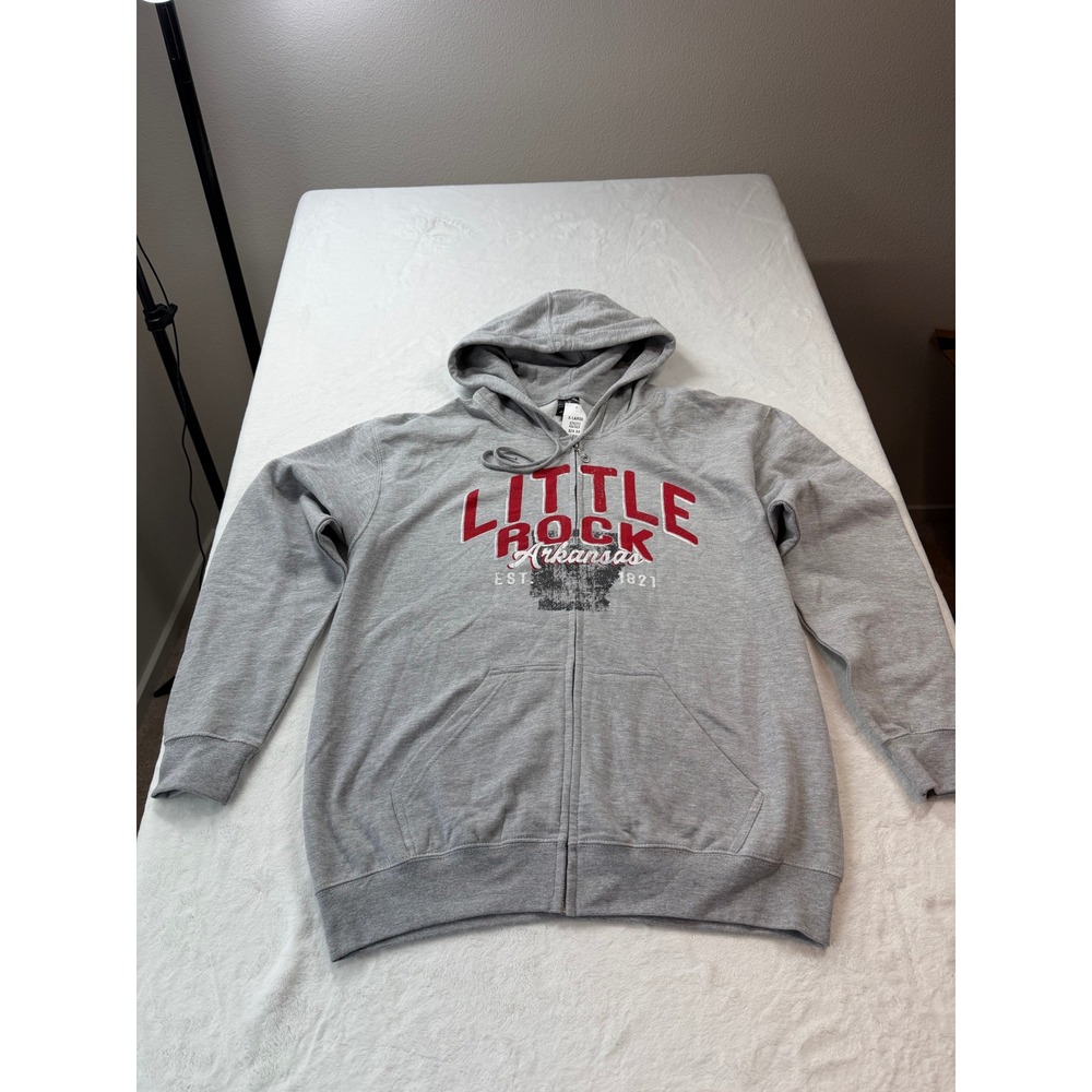 Little Rock Arkansas Point Sportswear Hoodie Mens XL Gray New Zip Up Graphic
